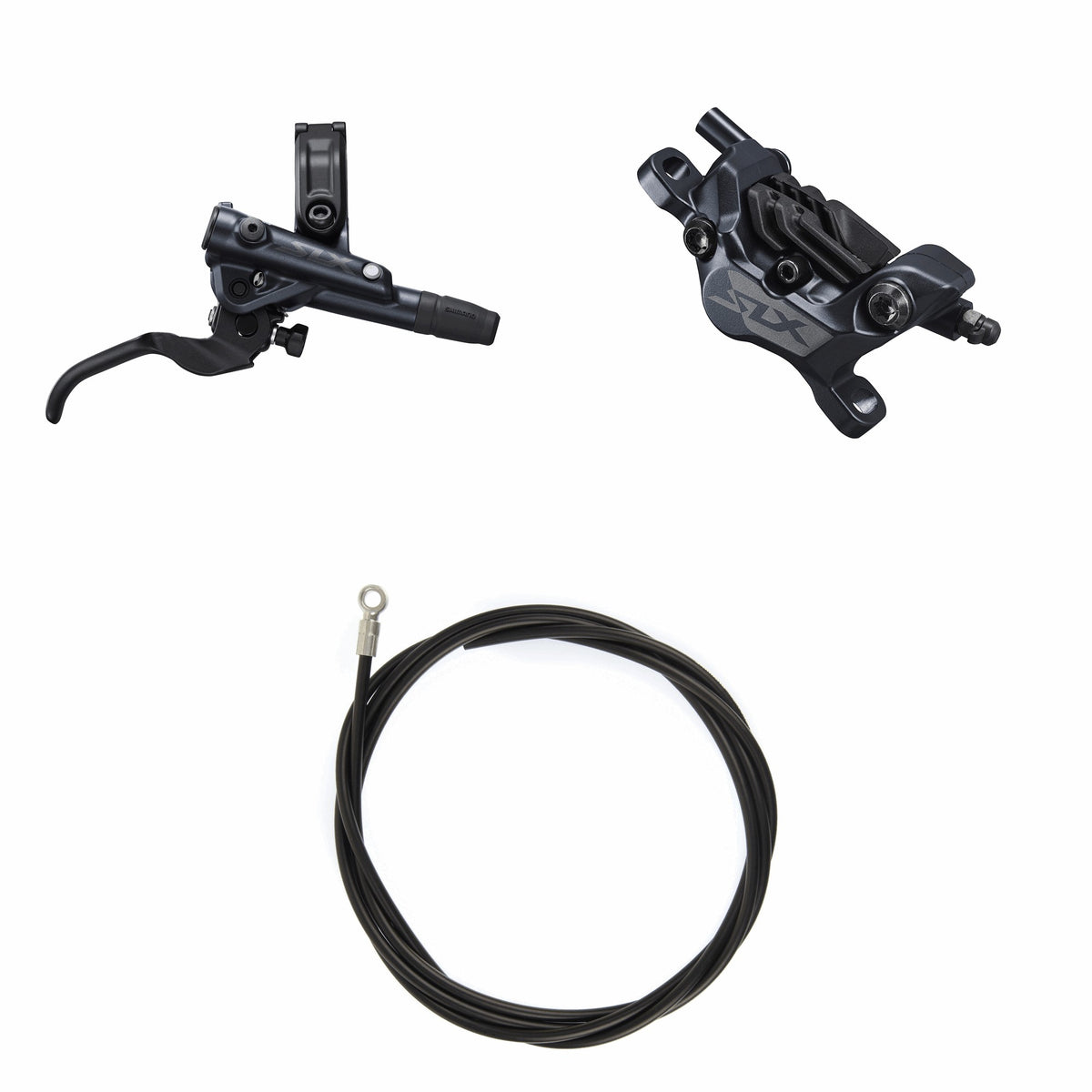 Kit Freno Disco Hidráulico Shimano SLX BR-M7120/BL-M7100 Trasero/Derecho Resina Aletas Sin Adaptador Latiguillo 1700mm Negro #2